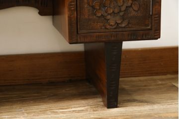 中古　美品!!　軽井沢彫り　咲き誇る桜の彫刻が華やかなドレッサー(鏡台、化粧台、ミラー)(R-078053)