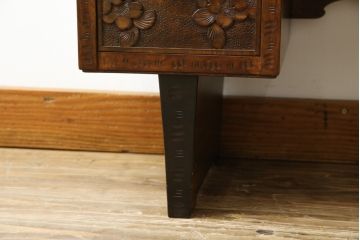 中古　美品!!　軽井沢彫り　咲き誇る桜の彫刻が華やかなドレッサー(鏡台、化粧台、ミラー)(R-078053)