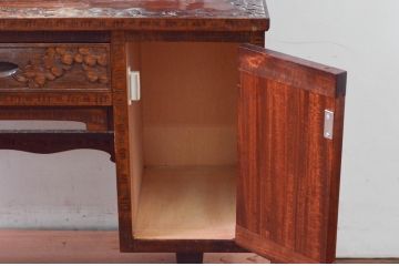 中古　美品!!　軽井沢彫り　咲き誇る桜の彫刻が華やかなドレッサー(鏡台、化粧台、ミラー)(R-078053)