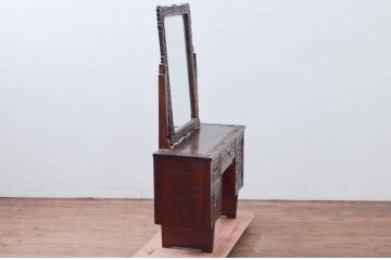 中古　美品!!　軽井沢彫り　咲き誇る桜の彫刻が華やかなドレッサー(鏡台、化粧台、ミラー)(R-078053)