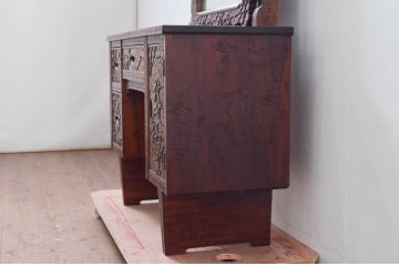 中古　美品!!　軽井沢彫り　咲き誇る桜の彫刻が華やかなドレッサー(鏡台、化粧台、ミラー)(R-078053)