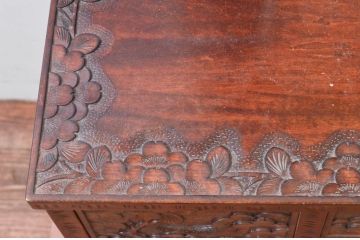 中古　美品!!　軽井沢彫り　咲き誇る桜の彫刻が華やかなドレッサー(鏡台、化粧台、ミラー)(R-078053)