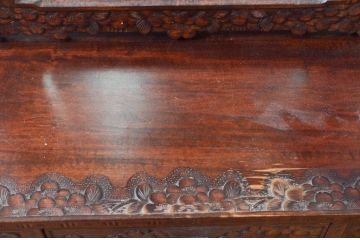 中古　美品!!　軽井沢彫り　咲き誇る桜の彫刻が華やかなドレッサー(鏡台、化粧台、ミラー)(R-078053)