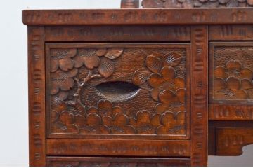 中古　美品!!　軽井沢彫り　咲き誇る桜の彫刻が華やかなドレッサー(鏡台、化粧台、ミラー)(R-078053)