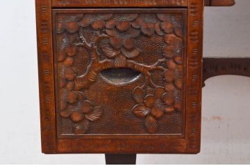 中古　美品!!　軽井沢彫り　咲き誇る桜の彫刻が華やかなドレッサー(鏡台、化粧台、ミラー)(R-078053)