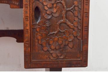 中古　美品!!　軽井沢彫り　咲き誇る桜の彫刻が華やかなドレッサー(鏡台、化粧台、ミラー)(R-078053)