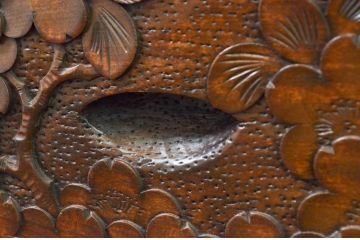 中古　美品!!　軽井沢彫り　咲き誇る桜の彫刻が華やかなドレッサー(鏡台、化粧台、ミラー)(R-078053)