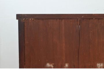 和製アンティーク　レトロなゆらゆらガラスが味わい深い漆塗りのサイドボード(収納棚、サイドキャビネット、食器棚、飾り棚、ガラス戸棚)(R-078057)