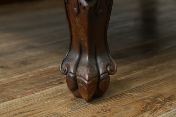 和製ヴィンテージ　最高級　総紫檀(シタン)彫刻　まるで美術品!!　置いてあるだけで存在感を放つ花鳥図と龍の総彫りが見事な座卓　定価約170万円　(R-078065)