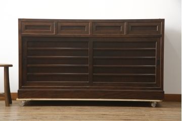 中古　美品　松本民芸家具　和モダンな雰囲気を醸し出す舞良型サイドボード(サイドキャビネット、収納棚、戸棚、テレビ台、テレビボード)(R-078080)