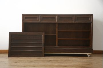 中古　美品　松本民芸家具　和モダンな雰囲気を醸し出す舞良型サイドボード(サイドキャビネット、収納棚、戸棚、テレビ台、テレビボード)(R-078080)