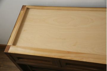 中古　美品　松本民芸家具　和モダンな雰囲気を醸し出す舞良型サイドボード(サイドキャビネット、収納棚、戸棚、テレビ台、テレビボード)(R-078080)