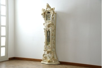 中古　美品!!　イタリア製　ブランド家具　分銅式　豪華な装飾が魅力のロココ調ホールクロック　定価約240万円相当　(R-078088)