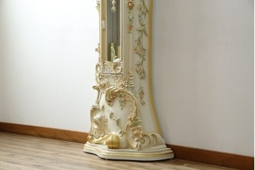 中古　美品!!　イタリア製　ブランド家具　分銅式　豪華な装飾が魅力のロココ調ホールクロック　定価約240万円相当　(R-078088)