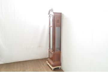 中古　美品　花梨(カリン)材　細やかな装飾が美しいホールクロック(時計台、振り子時計、分銅式、振り子付き)(R-078089)