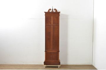 中古　美品　花梨(カリン)材　細やかな装飾が美しいホールクロック(時計台、振り子時計、分銅式、振り子付き)(R-078089)