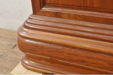 中古　美品　花梨(カリン)材　細やかな装飾が美しいホールクロック(時計台、振り子時計、分銅式、振り子付き)(R-078089)