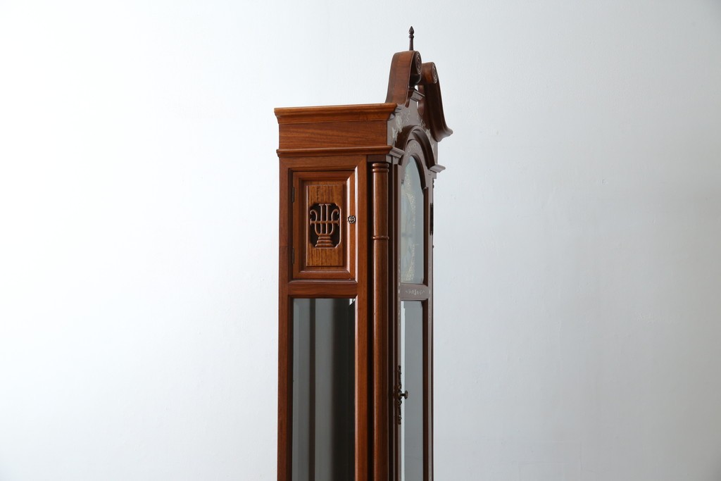 中古　美品　花梨(カリン)材　細やかな装飾が美しいホールクロック　(R-078089)