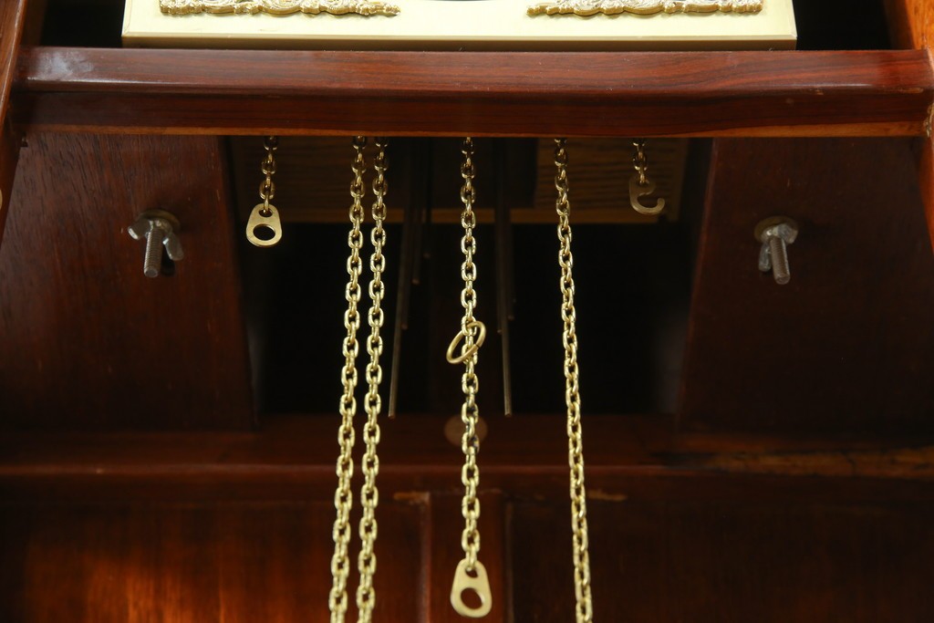 中古　美品　花梨(カリン)材　細やかな装飾が美しいホールクロック　(R-078089)