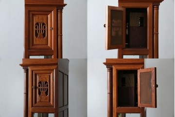 中古　美品　花梨(カリン)材　細やかな装飾が美しいホールクロック　(R-078089)