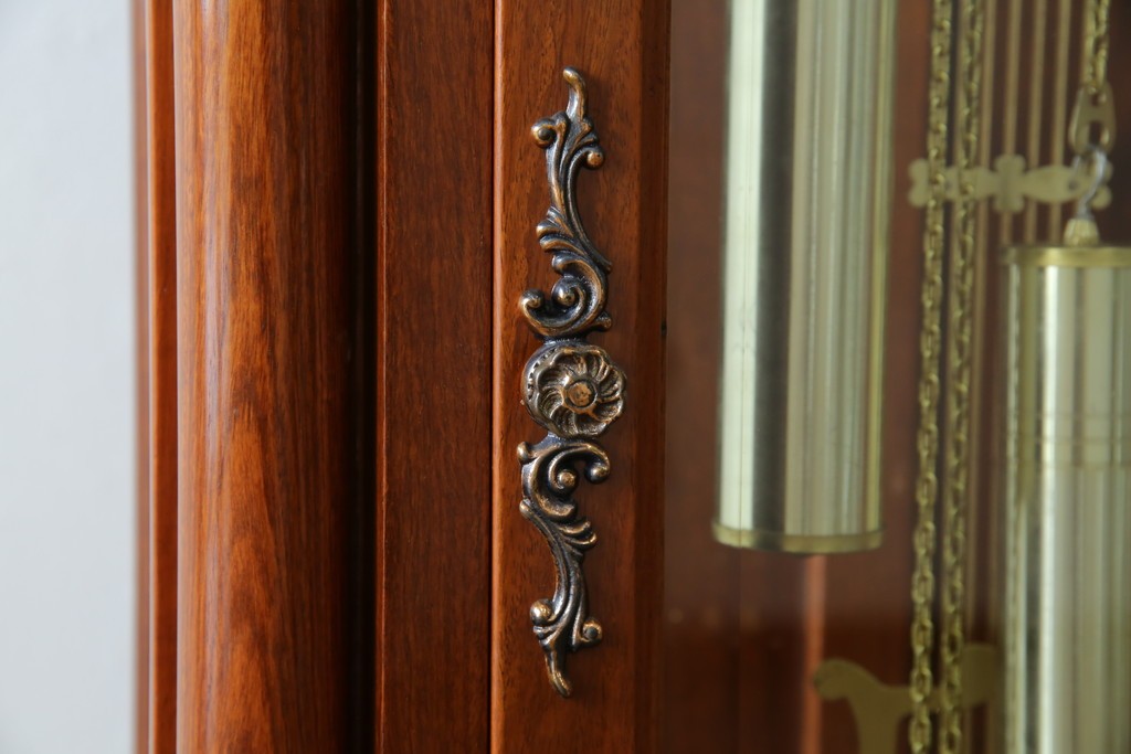 中古　美品　花梨(カリン)材　細やかな装飾が美しいホールクロック　(R-078089)