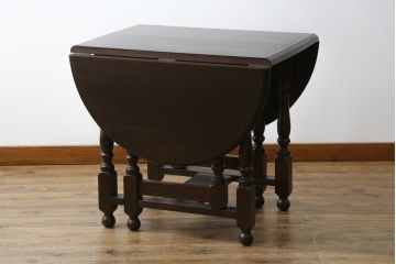 中古　美品　松本民芸家具　M型バタフライ卓(楕円)　凝った脚のデザインが優雅さを際立たせるバタフライテーブル(ドロップリーフテーブル、エクステンションテーブル、食卓、ダイニングテーブル、2人掛け、4人掛け、2P、4P)(定価約28万)(R-078100)