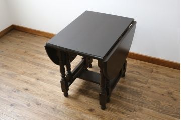 中古　美品　松本民芸家具　M型バタフライ卓(楕円)　凝った脚のデザインが優雅さを際立たせるバタフライテーブル(ドロップリーフテーブル、エクステンションテーブル、食卓、ダイニングテーブル、2人掛け、4人掛け、2P、4P)(定価約28万)(R-078100)