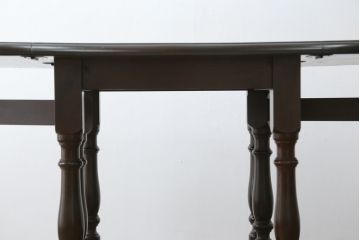 中古　美品　松本民芸家具　M型バタフライ卓(楕円)　凝った脚のデザインが優雅さを際立たせるバタフライテーブル(ドロップリーフテーブル、エクステンションテーブル、食卓、ダイニングテーブル、2人掛け、4人掛け、2P、4P)(定価約28万)(R-078100)