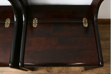 中古　美品　山室家具製作所　民芸家具　北の匠　木のぬくもりを感じる収納付きベンチ2脚セット(板座チェア、椅子、イス、バラ売り可能)(R-078101)