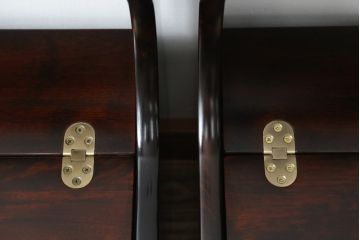 中古　美品　山室家具製作所　民芸家具　北の匠　木のぬくもりを感じる収納付きベンチ2脚セット(板座チェア、椅子、イス、バラ売り可能)(R-078101)