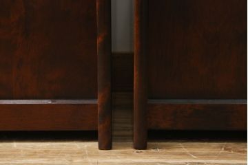 中古　美品　山室家具製作所　民芸家具　北の匠　木のぬくもりを感じる収納付きベンチ2脚セット(板座チェア、椅子、イス、バラ売り可能)(R-078101)