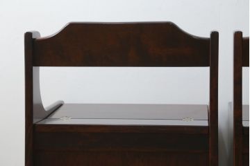 中古　美品　山室家具製作所　民芸家具　北の匠　木のぬくもりを感じる収納付きベンチ2脚セット(板座チェア、椅子、イス、バラ売り可能)(R-078101)
