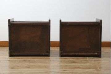 中古　美品　山室家具製作所　民芸家具　北の匠　木のぬくもりを感じる収納付きベンチ2脚セット(板座チェア、椅子、イス、バラ売り可能)(R-078101)