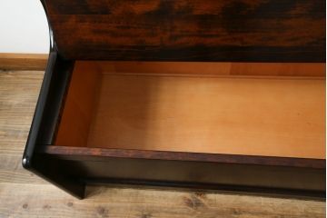 中古　美品　山室家具製作所　民芸家具　北の匠　木のぬくもりを感じる収納付きベンチ(板座チェア、長椅子、イス)(R-078102)