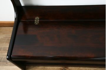 中古　美品　山室家具製作所　民芸家具　北の匠　木のぬくもりを感じる収納付きベンチ(板座チェア、長椅子、イス)(R-078102)