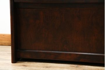 中古　美品　山室家具製作所　民芸家具　北の匠　木のぬくもりを感じる収納付きベンチ(板座チェア、長椅子、イス)(R-078102)