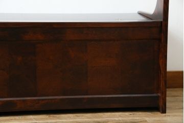 中古　美品　山室家具製作所　民芸家具　北の匠　木のぬくもりを感じる収納付きベンチ(板座チェア、長椅子、イス)(R-078102)