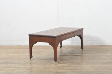 和製アンティーク　美品!!　上手物!!　総欅(ケヤキ)材　引き出し付き!　小振り　シンプルな中にもこだわりが感じられる造りの良い文机(座机、ローテーブル、センターテーブル、作業台、ワークデスク、在宅用、在宅ワーク用)(R-078105)
