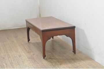 和製アンティーク　美品!!　上手物!!　総欅(ケヤキ)材　引き出し付き!　小振り　シンプルな中にもこだわりが感じられる造りの良い文机(座机、ローテーブル、センターテーブル、作業台、ワークデスク、在宅用、在宅ワーク用)(R-078105)