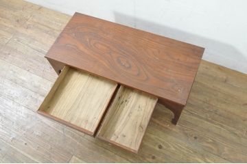 和製アンティーク　美品!!　上手物!!　総欅(ケヤキ)材　引き出し付き!　小振り　シンプルな中にもこだわりが感じられる造りの良い文机(座机、ローテーブル、センターテーブル、作業台、ワークデスク、在宅用、在宅ワーク用)(R-078105)
