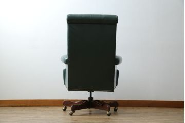 中古　美品!!　DREXEL HERITAGE(ドレクセルヘリテイジ)取り扱い　アメリカ高級家具　ジャレットブラザーズ(Jarrett Brothers)　本革(レザー)　ハイバックデスクチェア(オフィスチェア、回転チェア、アームチェア、デスクチェア)(定価約44万円)(R-078115)