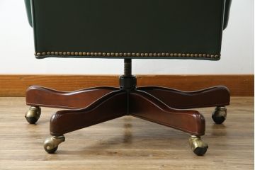 中古　美品!!　DREXEL HERITAGE(ドレクセルヘリテイジ)取り扱い　アメリカ高級家具　ジャレットブラザーズ(Jarrett Brothers)　本革(レザー)　ハイバックデスクチェア(オフィスチェア、回転チェア、アームチェア、デスクチェア)(定価約44万円)(R-078115)