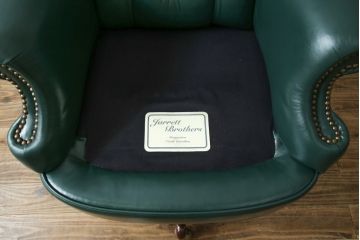 中古　美品!!　DREXEL HERITAGE(ドレクセルヘリテイジ)取り扱い　アメリカ高級家具　ジャレットブラザーズ(Jarrett Brothers)　本革(レザー)　ハイバックデスクチェア(オフィスチェア、回転チェア、アームチェア、デスクチェア)(定価約44万円)(R-078115)