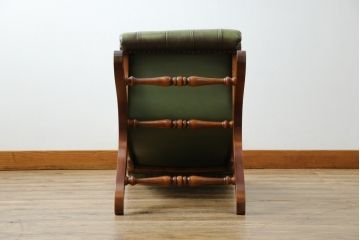 中古　超美品!!　スペイン製　バロッサバレンティ(VARO,S.A. VALENTI)　本革(レザー)　こだわりの空間のアクセントになるチェスターチェア(スリッパチェア、イージーチェア、サイドチェア、パーソナルチェア、椅子、イス)(定価約37万円)(R-078116)