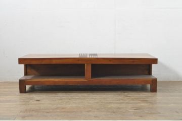 中古　チーク材　アンティーク調　異国情緒を味わえるアジアンデザインのローテーブル(座卓、センターテーブル、リビングテーブル)(R-078121)