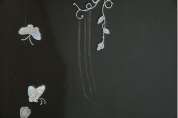 アジアンビンテージ　韓国　花鳥図の螺鈿(ラデン)細工が美しい4連衝立て　定価約120万円　(R-078123)