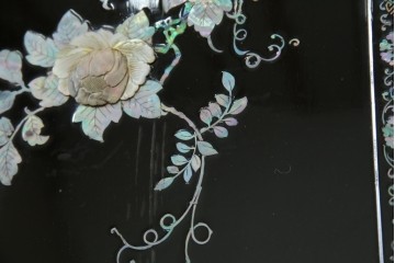 アジアンビンテージ　韓国　花鳥図の螺鈿(ラデン)細工が美しい4連衝立て　定価約120万円　(R-078123)