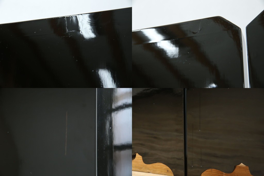 アジアンビンテージ　韓国　花鳥図の螺鈿(ラデン)細工が美しい4連衝立て　定価約120万円　(R-078123)