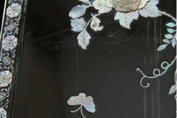 アジアンビンテージ　韓国　花鳥図の螺鈿(ラデン)細工が美しい4連衝立て　定価約120万円　(R-078123)