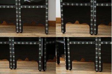 アジアンビンテージ　韓国　花鳥図の螺鈿(ラデン)細工が美しい4連衝立て　定価約120万円　(R-078123)